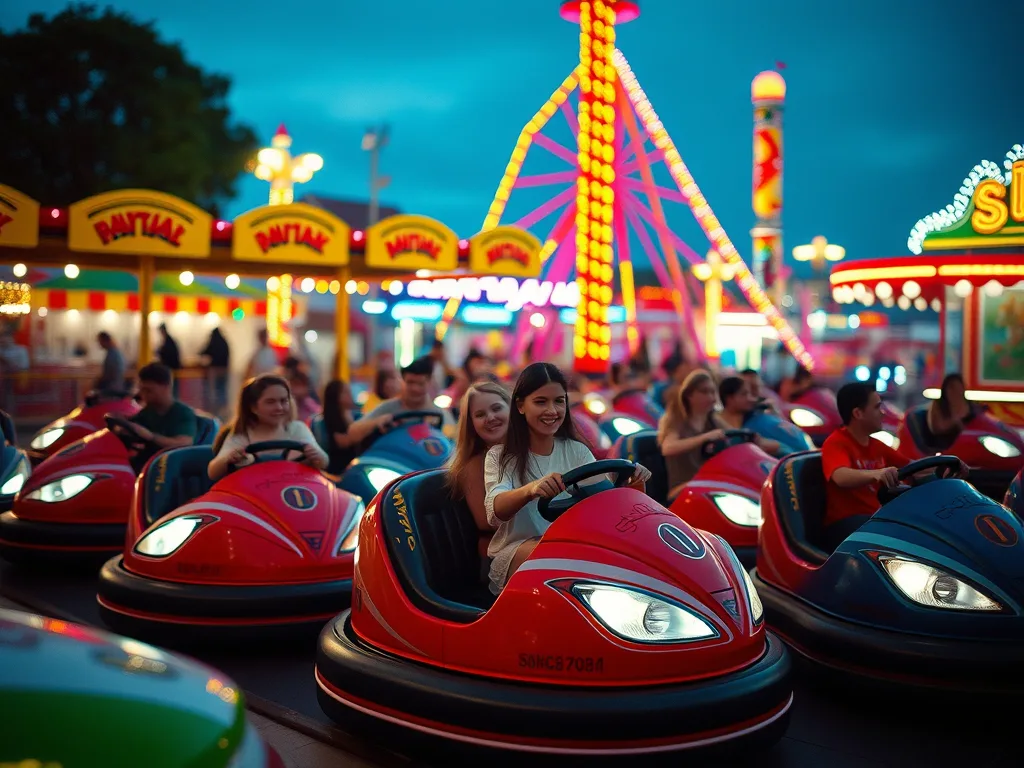 Çarpışan arabalar lunapark eğlencesi