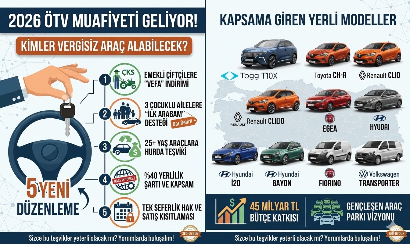 2026 ÖTV Muafiyeti Son Durum! Kimler Vergisiz Araç Alabilecek? İşte 5 Yeni Düzenleme ve Yerli Model Listesi